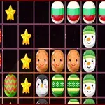 Rôzne vianočné a zimné motívy vrátane hviezd, penguinov, snehuliakov a vajíčok usporiadané v mriežke