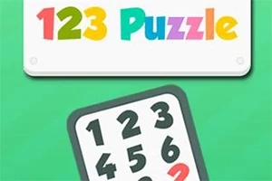 Farebný text 123 Puzzle na bielom pozadí a dolu tabuľka s číslami na zelenom pozadí