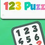 Farebný text 123 Puzzle na bielom pozadí a dolu tabuľka s číslami na zelenom pozadí