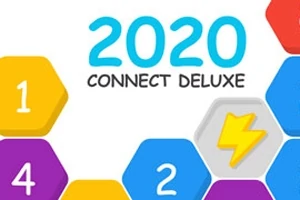 Farebné šesťuholníky s číslami a symbolom blesku na bielej ploche s nápisom 2020 Connect Deluxe