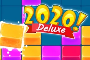 Farebný nápis 2020 Deluxe na modrom pozadí s farebnými blokmi