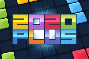 Farebné bloky usporiadané do textu 2020 PLUS na tmavomodrom pozadí