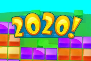 Farebné bloky a číslo 2020 na modrom a zelenom pozadí