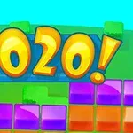 Farebné bloky a číslo 2020 na modrom a zelenom pozadí