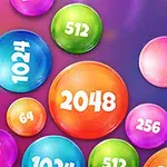 Farebné gule s číslami ako 2048, 1024 a 512 na farebnom pozadí