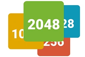 Zelené, modré, oranžové a červené štvorce s číslami 2048, 1024, 512, 256