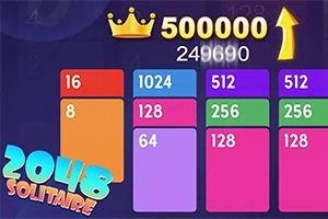 Farebné bloky s číslami na tmavomodrom pozadí, zlatá korunka s číslom 500000 a žltá šípka nahor