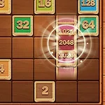 Herná mriežka s číslami na dlaždiciach, kde sa číslo 2048 zvýrazňuje na doske