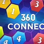 Farebné šesťuholníky s číslami na tmavomodrom pozadí s nápisom 360 Connect