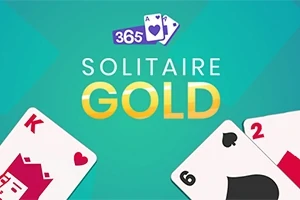 Dve hracie karty na modrom pozadí s nápisom Solitaire Gold v strede