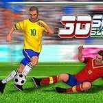 Dva animovaní futbalisti na ihrisku, jeden hráč sa snaží kopnúť loptu a druhý sa šmýka na trávniku