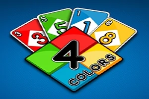Farebné karty s číslami na modrom pozadí s centrálnym nápisom „4 Colors“