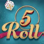 Farebné kocky a výrazný nápis 5 Roll na modrom pozadí s jemnými vzormi