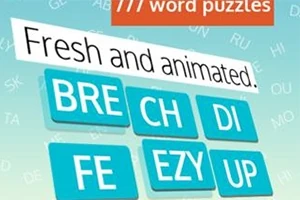 Textová grafika s frázami Fresh and animated a rôznymi modrými štvorcami s písmenami