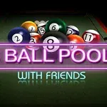 Neónový nápis 8 Ball Pool with Friends pred farebnými biliardovými guľami na stole