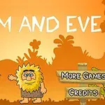 Kreslená postava s fúzatým výrazom stojí na oranžovom pozadí s nápismi More Games a Credits