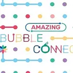 Farebné bodky prepojené farebnými čiarami a textom Amazing Bubble Connect