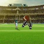 Hráč amerického futbalu na ihrisku sa pozerá na nohami skáčucu loptu na štadióne plnom divákov