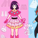 Dve kreslené postavy v rôznych oblečeniach na farebne rozdelenom pozadí