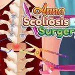 Chrbtica s chirurgickými nástrojmi a nápisom Anna Scoliosis Surgery