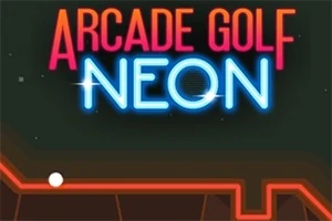 Neónový nápis Arcade Golf Neon s bielou loptou a červenou líniou na tmavom pozadí