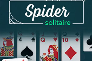 Názov Spider Solitaire s kartami kráľa, kráľovnej, čierneho listu a červeného kára