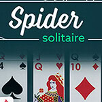 Názov Spider Solitaire s kartami kráľa, kráľovnej, čierneho listu a červeného kára