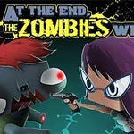 Postava s fialovými vlasmi a okuliarmi mieri pištoľou na zombie s červenými vlasmi a vystrašeným výrazom