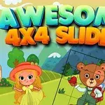 Kreslený medveď v ruksaku a dievča s klobúkom v prírode pod farebným textom