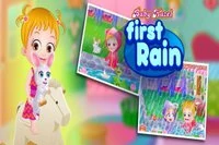 Užite si prvý dážď Baby Hazel s kamarátkou a zajačikom Bunny.