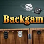 Kocky a kamene na doske s textom Backgammon nad nimi