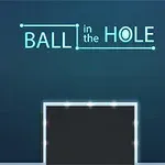 Žltá gulička na ľavej strane obrazovky a nápis Ball in the Hole na tmavomodrom pozadí
