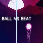 Nočná krajina s bledým mesiacom a stromami v pozadí, s osvetleným skákajúcim svetelným objektom v popredí a textom Ball vs Beat