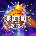 Basketbalová lopta s korunou v strede farebného výbuchu svetiel, vedľa koša