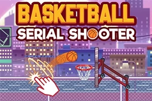 Basketbalová scéna s vystreľujúcou loptou a ukazovateľom prsta blízko koša na pozadí mesta
