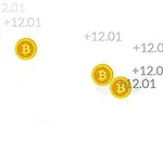 Zlaté mince s Bitcoin symbolom a číslami na bielom pozadí