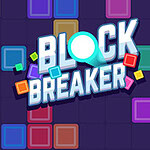 Farebné bloky a nápis Block Breaker v strede obrázka na tmavom pozadí