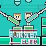 Dvaja pixeloví postavičky so zbraňami v rukách stoja na zelených plošinách na modrom pozadí