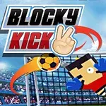 Pixelová postava brankára v červenom drese sa pokúša chytiť letiacu futbalovú loptu pred bránkou na štadióne