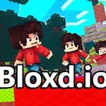 Postavičky v štvorcovom štýle skáču po farebných blokoch s nápisom Bloxd