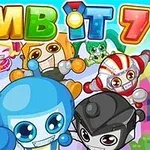 Farební kreslení roboti s veselými výrazy tvárí na modrom pozadí