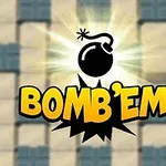 Na obrázku je ilustrovaná čierna bomba s rozžiareným pozadím a nápisom BOMBEM v žltej farbe