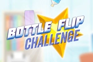 Text Bottle Flip Challenge na žltej hviezde s pozadím v pastelových odtieňoch