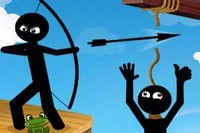 Zachráňte stickman kamarátov streľbou do lana, na ktorom visia