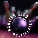 Bowlingová guľa smerujúca k rozostreným kuželkovým kolkám s textom Bowling Hero Multiplayer