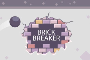 Guľa narazí do steny z farebných tehál s nápisom BRICK BREAKER