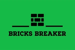 Čierne tehličky a nadpis Bricks Breaker na zelenom pozadí