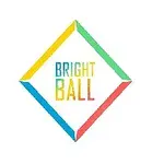 Logo v tvare štvorca s farebným lemovaním a nápisom Bright Ball vo vnútri
