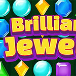 Farebné drahokamy rôznych tvarov s veľkým nápisom Brilliant Jewels na tmavom pozadí