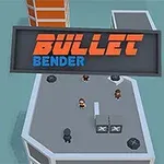 Na obrázku je strecha budovy s tromi postavičkami a nápisom Bullet Bender na plagáte nad hlavami